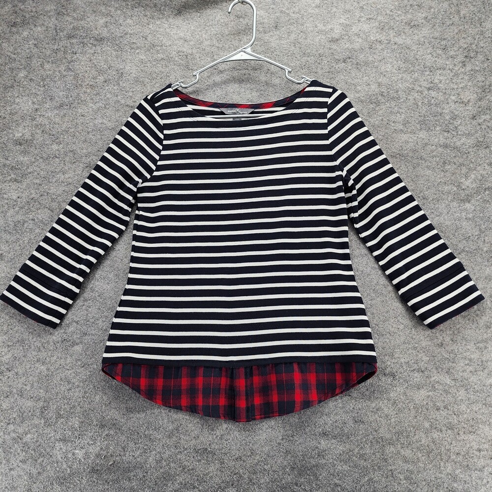 Market & Spruce Stitch Fix Shirt Womens XS Long Sleeve Black Striped